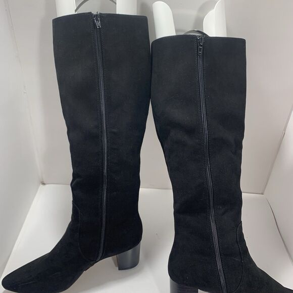 J.CREW BLACK SUEDED STACKED HEEL KNEE HIGH BOOTS BJ265 SIZE 7.5 Womens - Picture 12 of 16